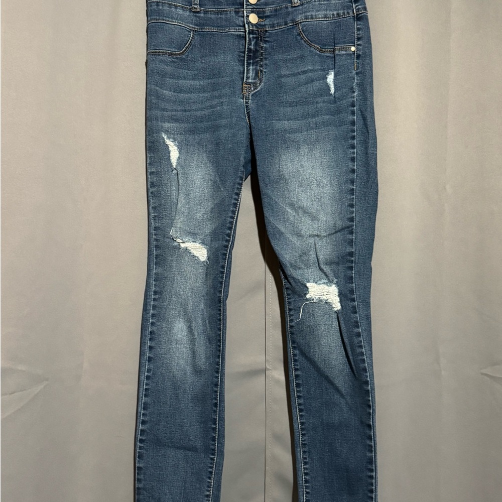 Refuge Blue Skinny Distressed Jeans